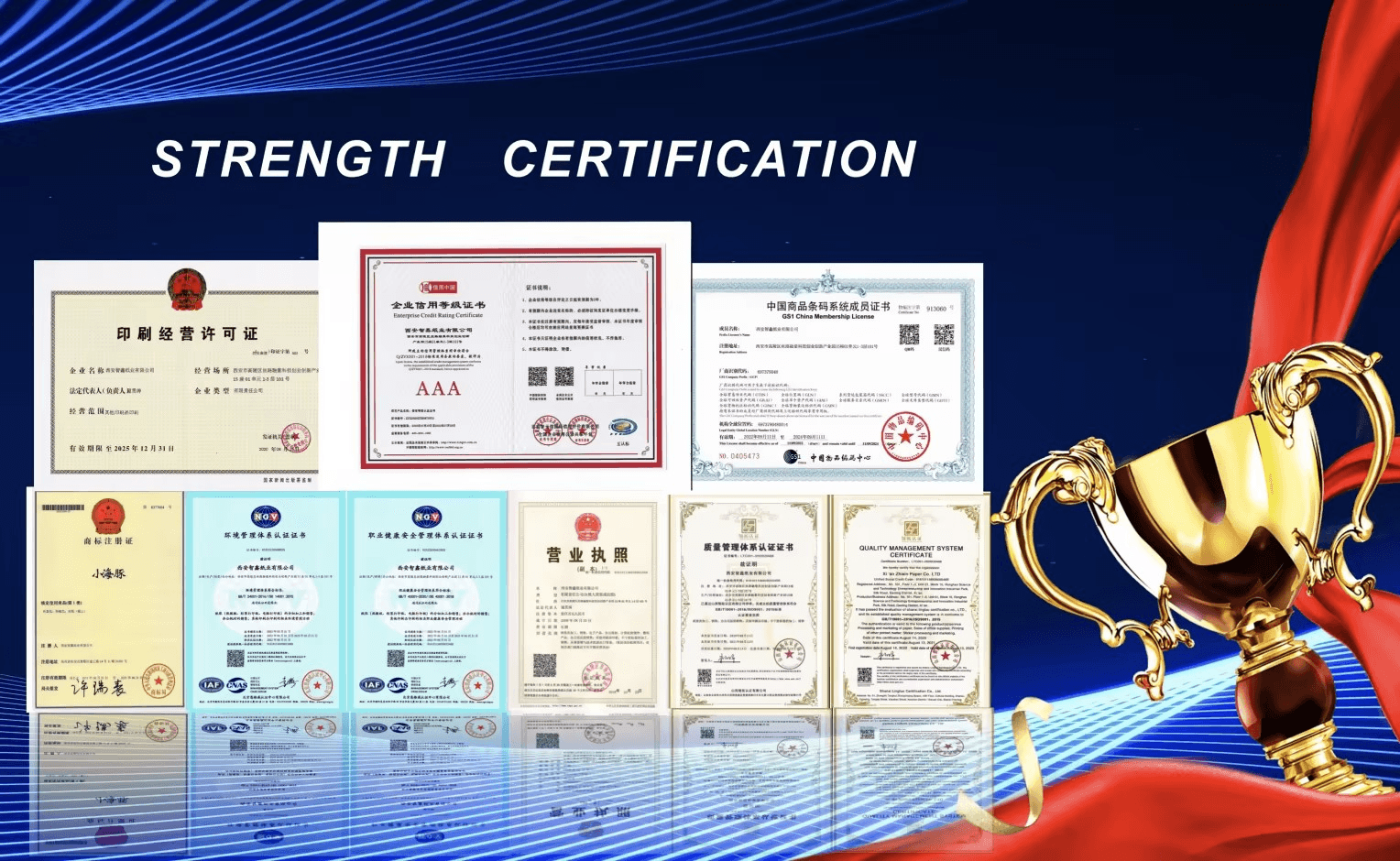 Thermal paper compliance certificates and factory quality documents