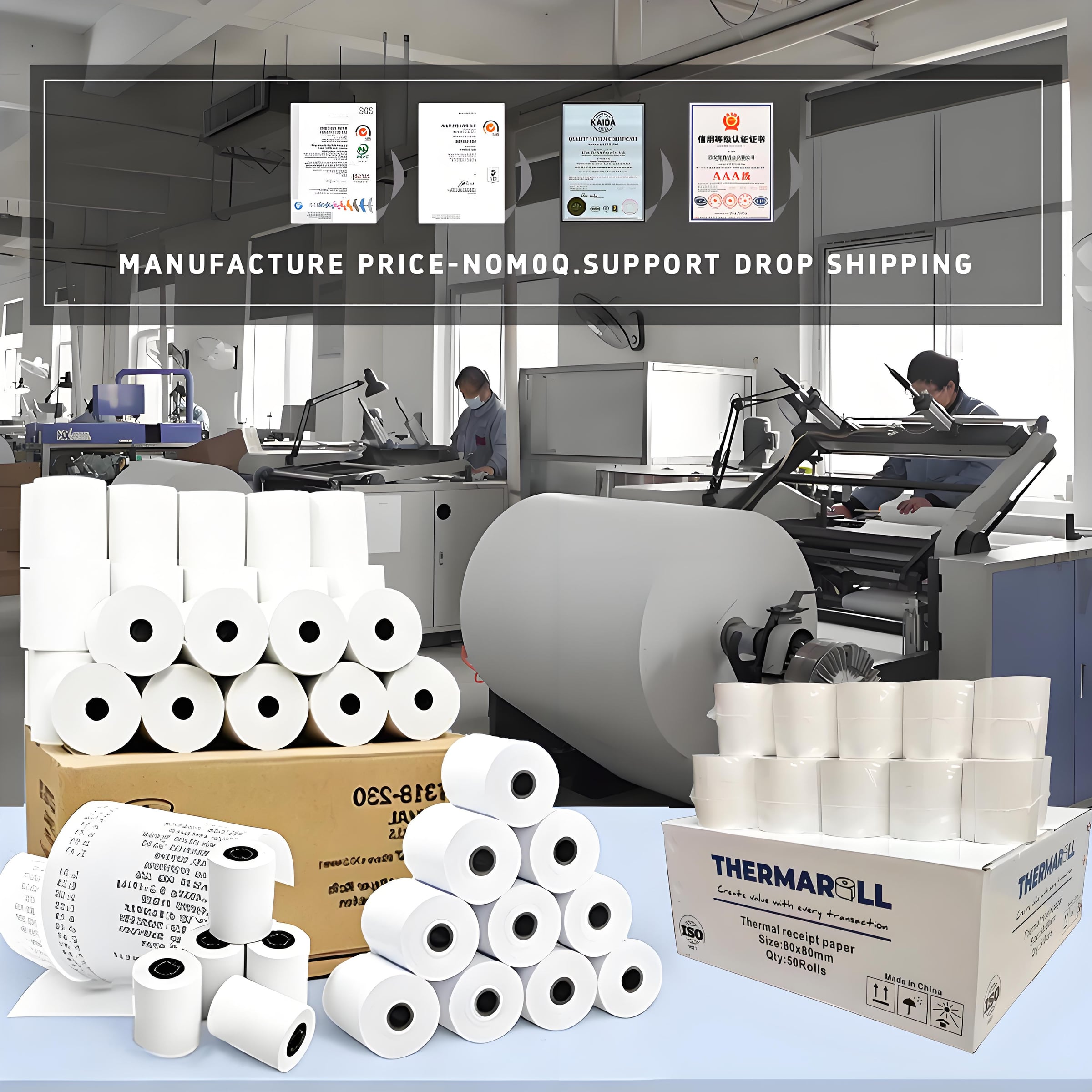 Thermal paper converting